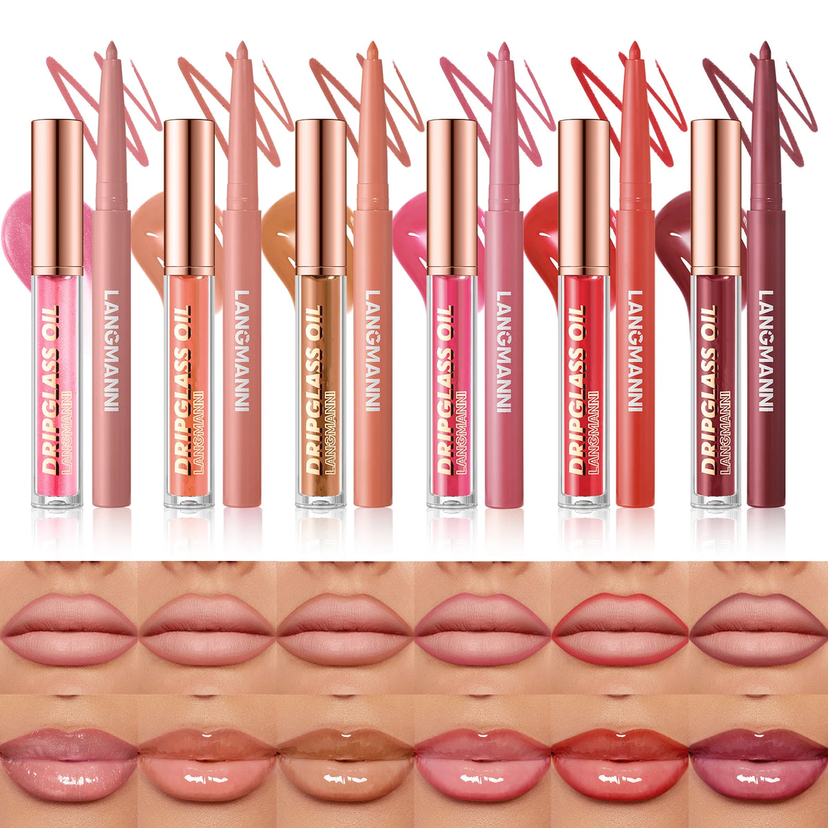 2-in-1 Lip Gloss Lipliner Durable Waterproof Non Staining Fading Zpaxo