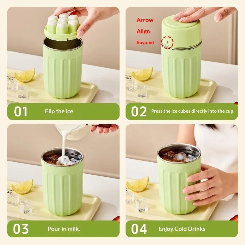 One Click Press To Defrost 304 Ice Making Cup, Ice Tray Beverage, Soda Ice Tray, Outdoor Fitness Cooling Coffee Cup Zpaxo