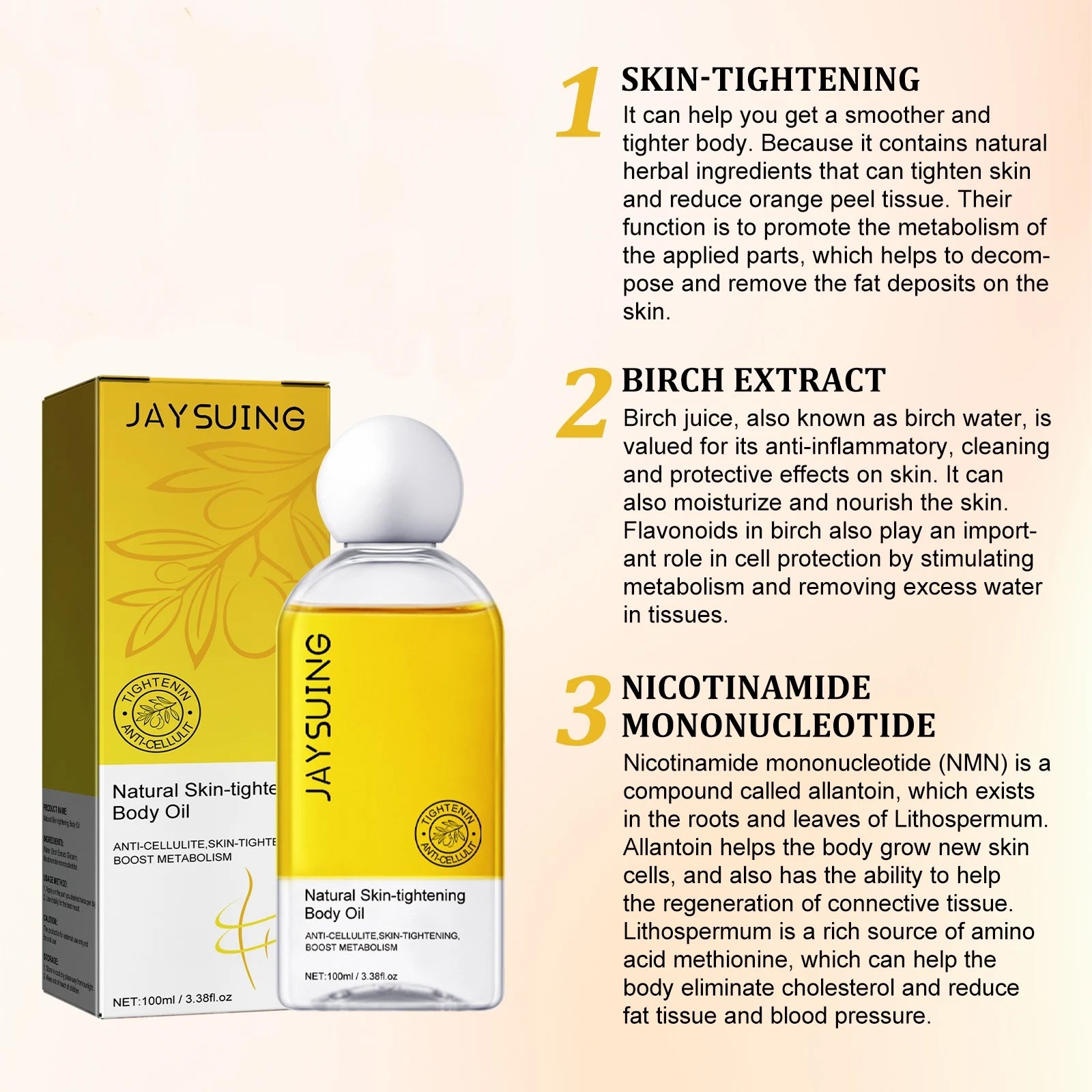 Jaysuing Anti-Cellulite Firming Body Oil Skin Tightening 100ml Firming Body Oil Zpaxo