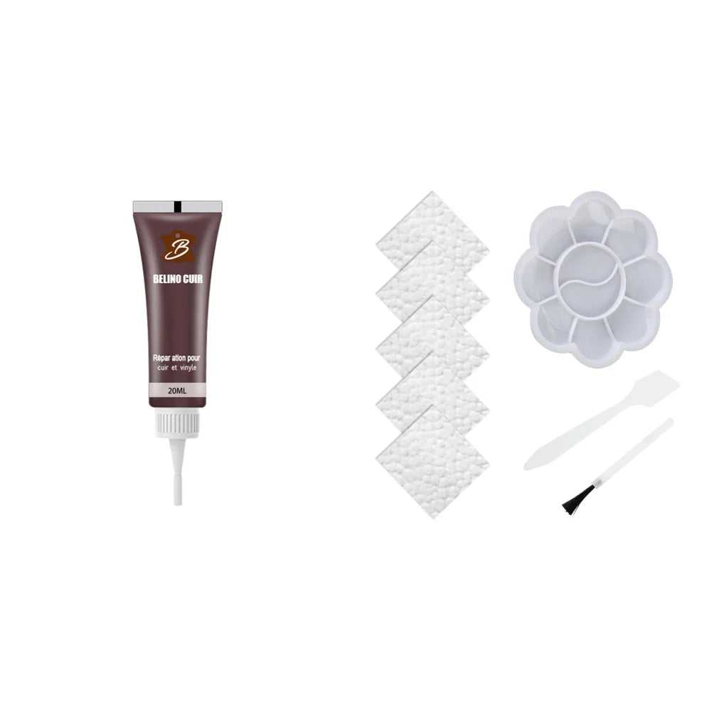20ML Car Auto Leather Filler Repair Cream for Car Seats Sofa Scratch Restoration Cracks Repair Tool Cleaner Repair Liquid Zpaxo Brown with Palette