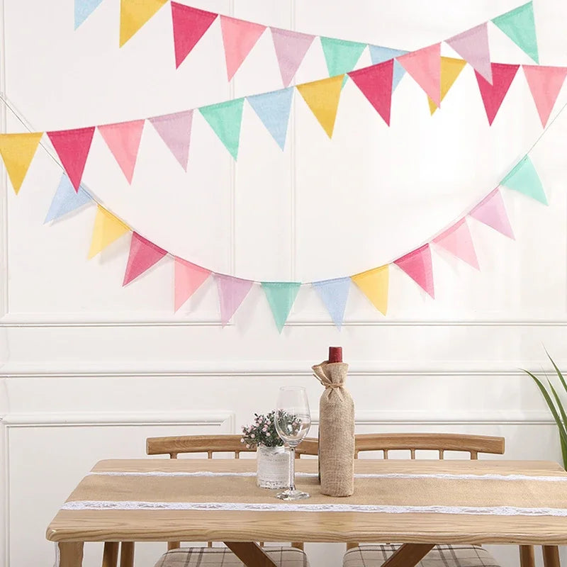 Colourful Triangular Flags 8m Birthday Party Christmas Wedding