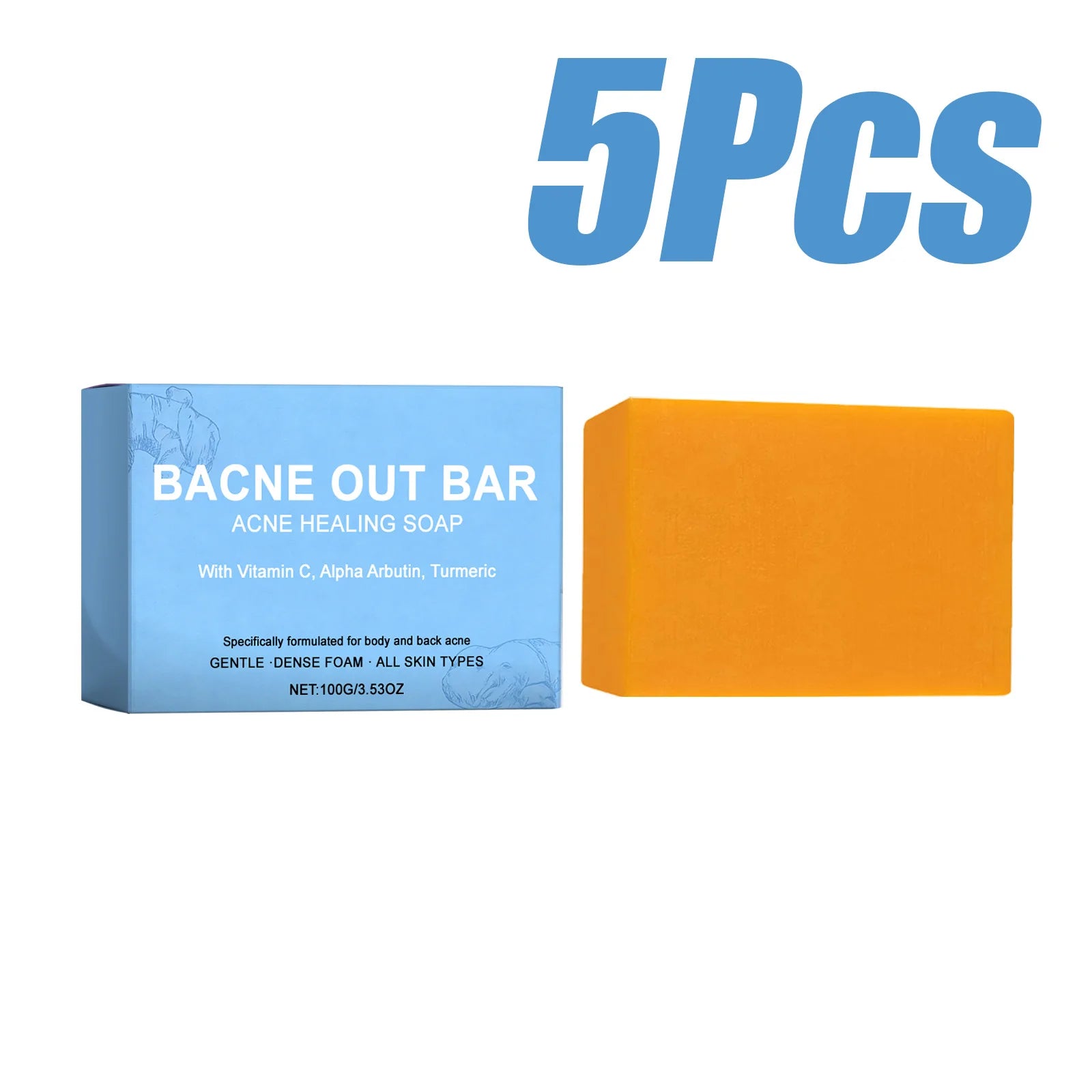 Hoygi Anti-Acne Brightening Exfoliating Body & Facial Soap Cleansing Bar Soap Zpaxo 5Pcs