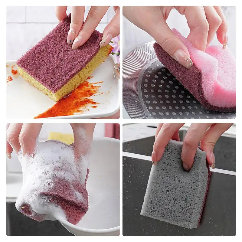 5PCS/10PCS Kitchen Stain Removal Sponge Clean Cotton Dishwashing Sponge Wipes Bathroom Cleaning Utensils High Density Sponge Zpaxo