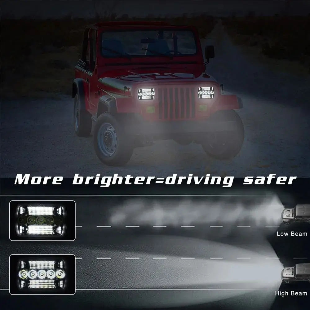 Amber DRL Led Headlights 6000 K White Square Design Automotive Zpaxo
