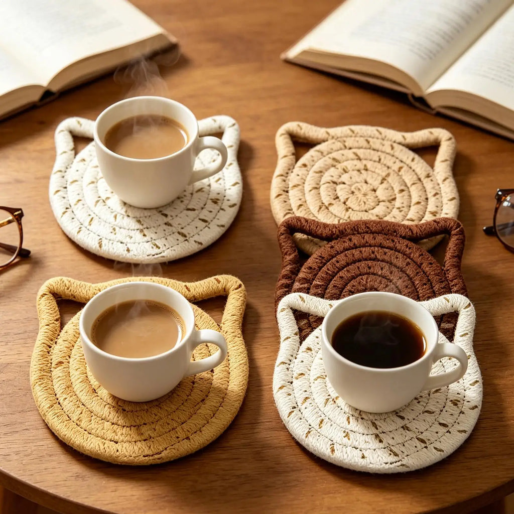 Drink Coasters 6 Cotton Absorbent Holder Coffee Cup Table Kitchen