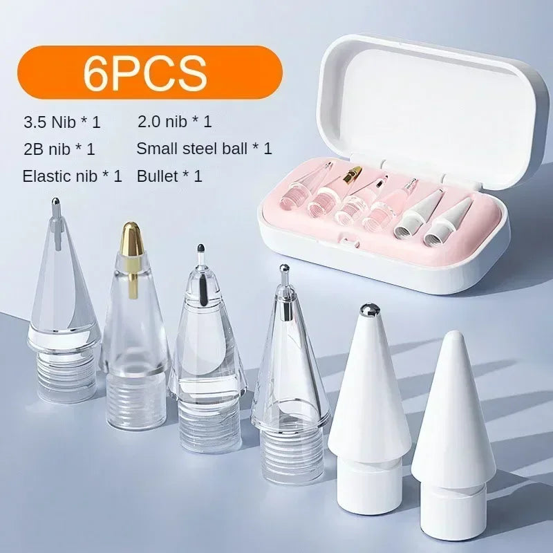 4/6 Pcs Replacement Pencil Tips For Apple Pencil 1st 2th Gen iPencil Pro 2B Soft Nibs for iPad Mini Pencil 1/2 Stylus Fine Nib Zpaxo pink 6PCS