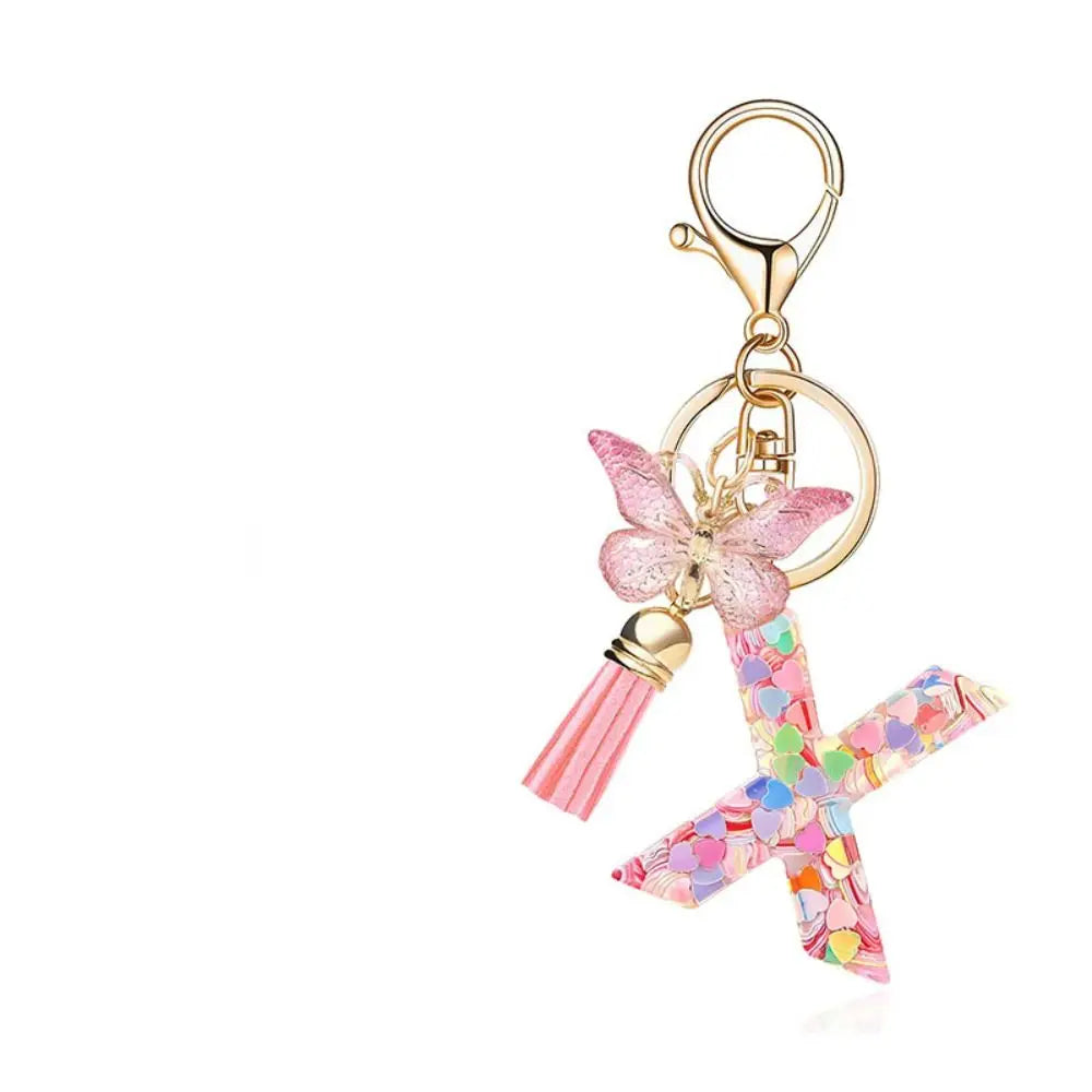 Dreamy 26 Letter Keychain Sequin Alphabet Butterfly Initial Keyring