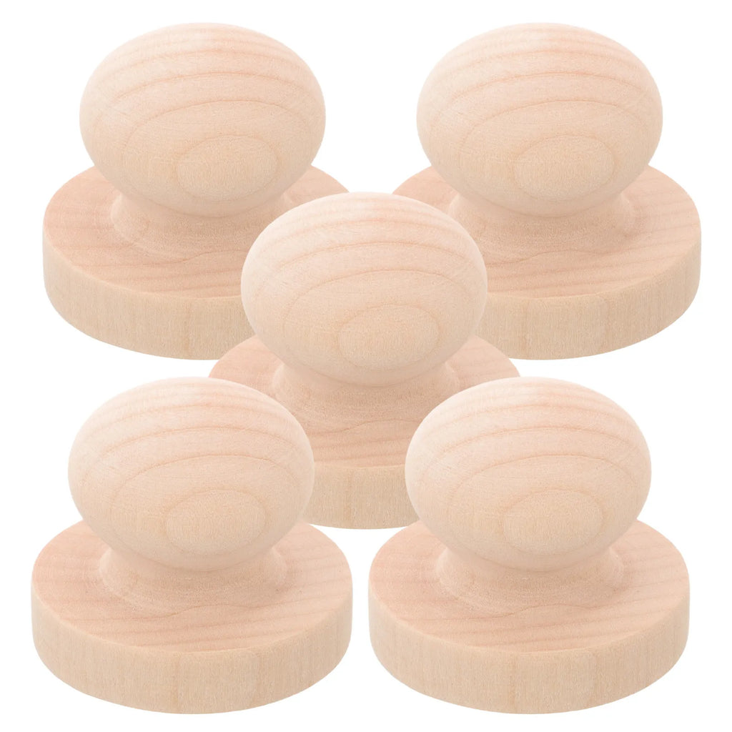 Solid Wood Circular Handle Stamp Reusable Engraving Friendly Vintage