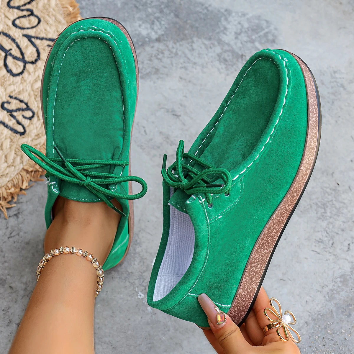 Plus Size Women Loafers Trend Casual Soft Sole Shoes Comfortable Spring 2025 New Style Sneakers Women Anti-Slip Flat Shoes Women Zpaxo green 40