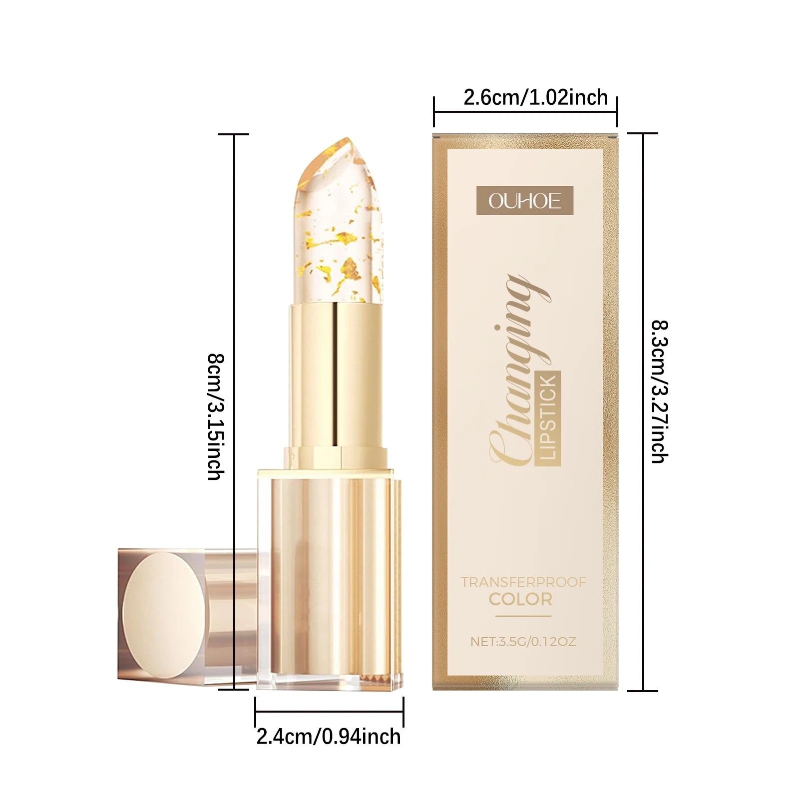 Ouhoe Gold Foil Color Changing Lip Balm – Glossy & Nourishing Color Changing Lip Balm Zpaxo