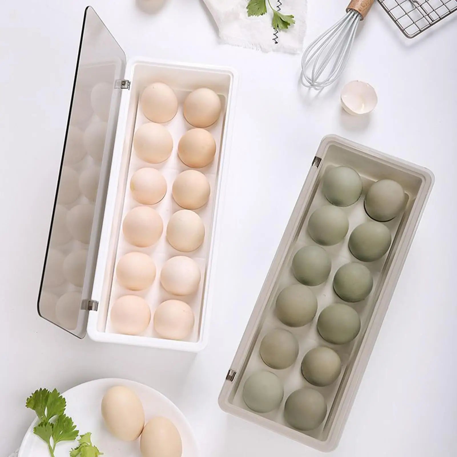 Egg Container Refrigerator 12-Grid Holder Countertop Storage Box