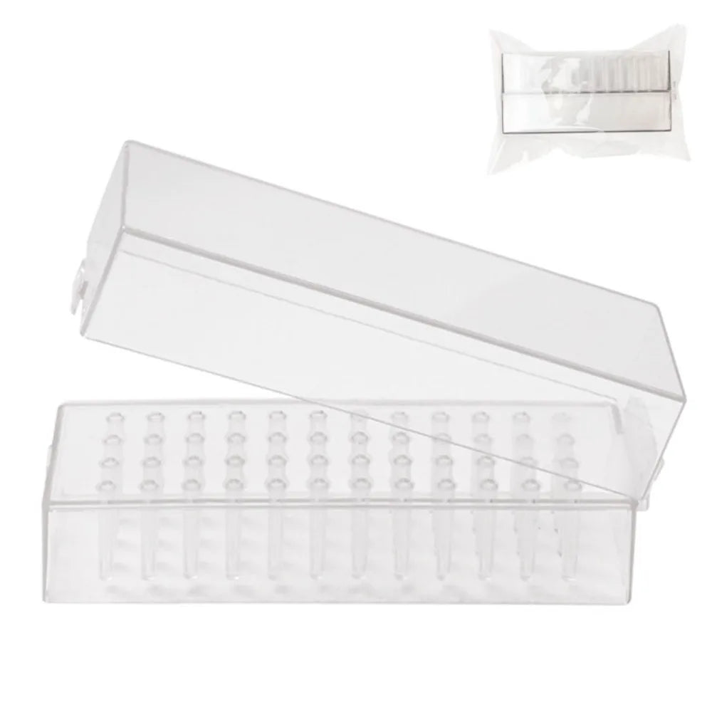 Transparent Nail Drill Bits Storage Box Professional Dustproof Zpaxo 48 Holes