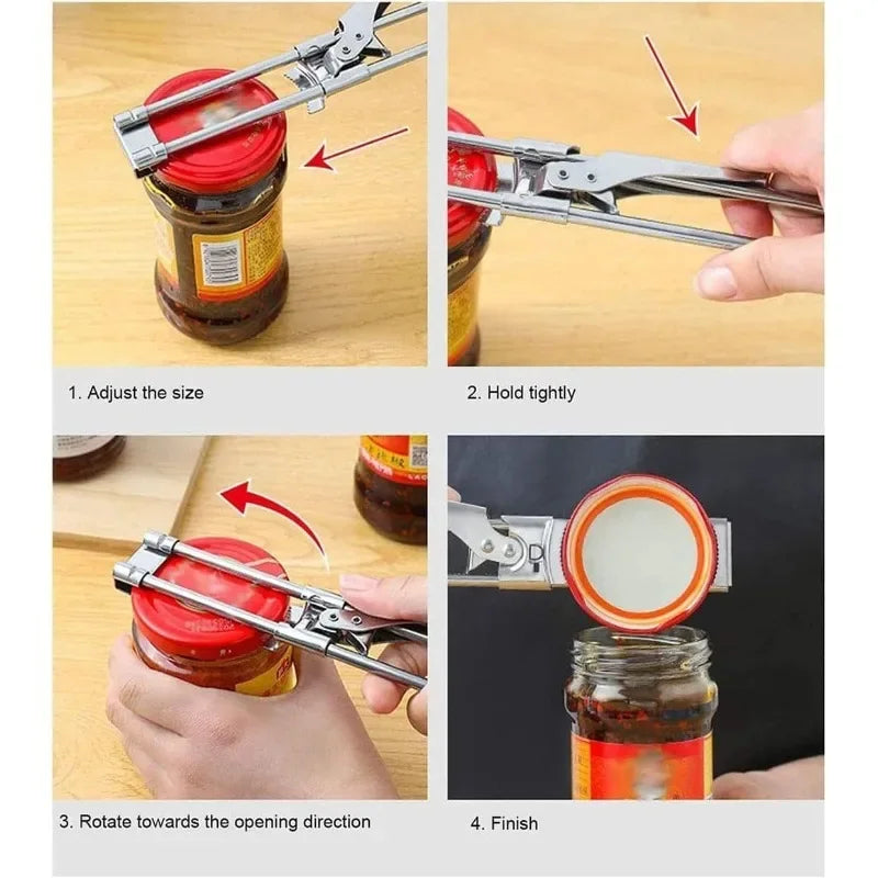 Adjustable Stainless Steel Jar & Bottle Opener – Multi-Function