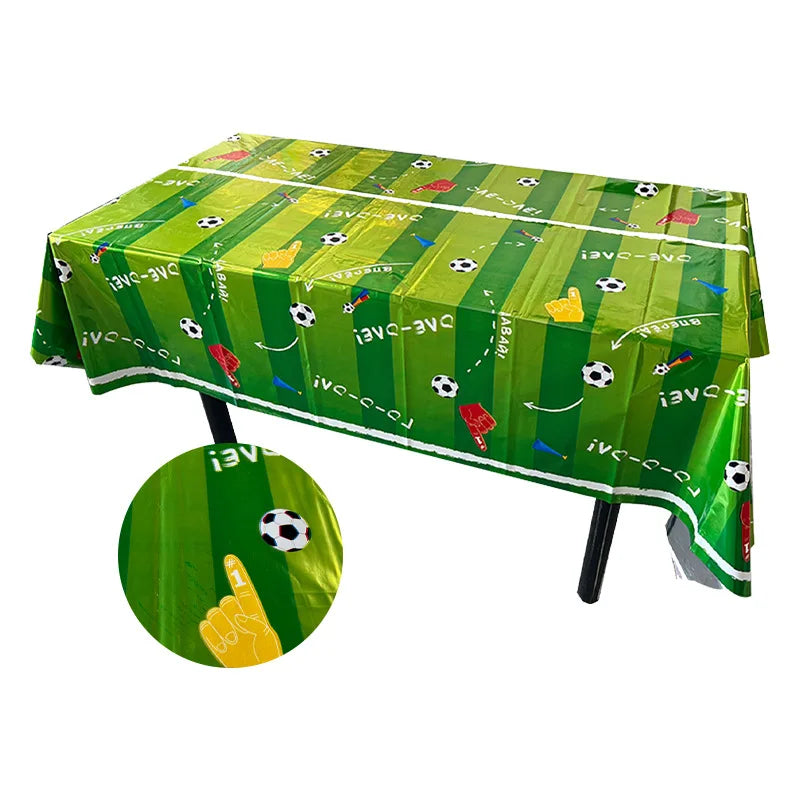 Disposable Football Theme Tablecloths Football Birthday Party Decorations Soccer Print Plastic Table Cover for Game Day Parties Zpaxo