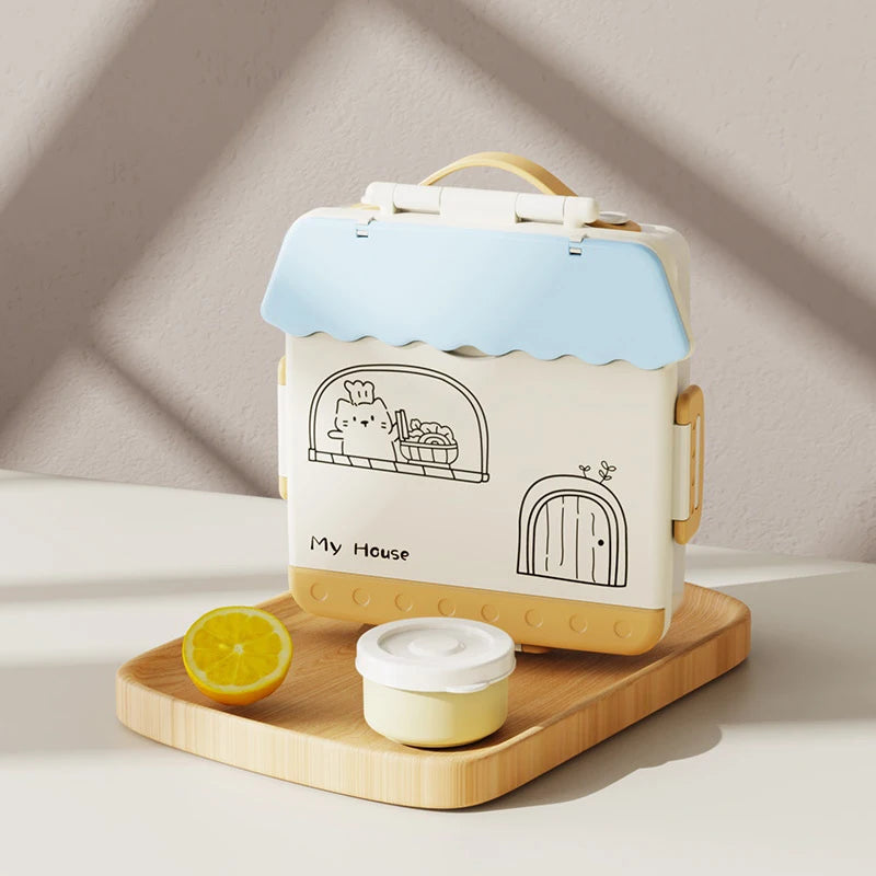 Adult Lunchbox With 4 Compartments - Microwave Safe, Leak-proof, Includes Cutlery (spoon, Fork), Portable Cutlery Zpaxo A