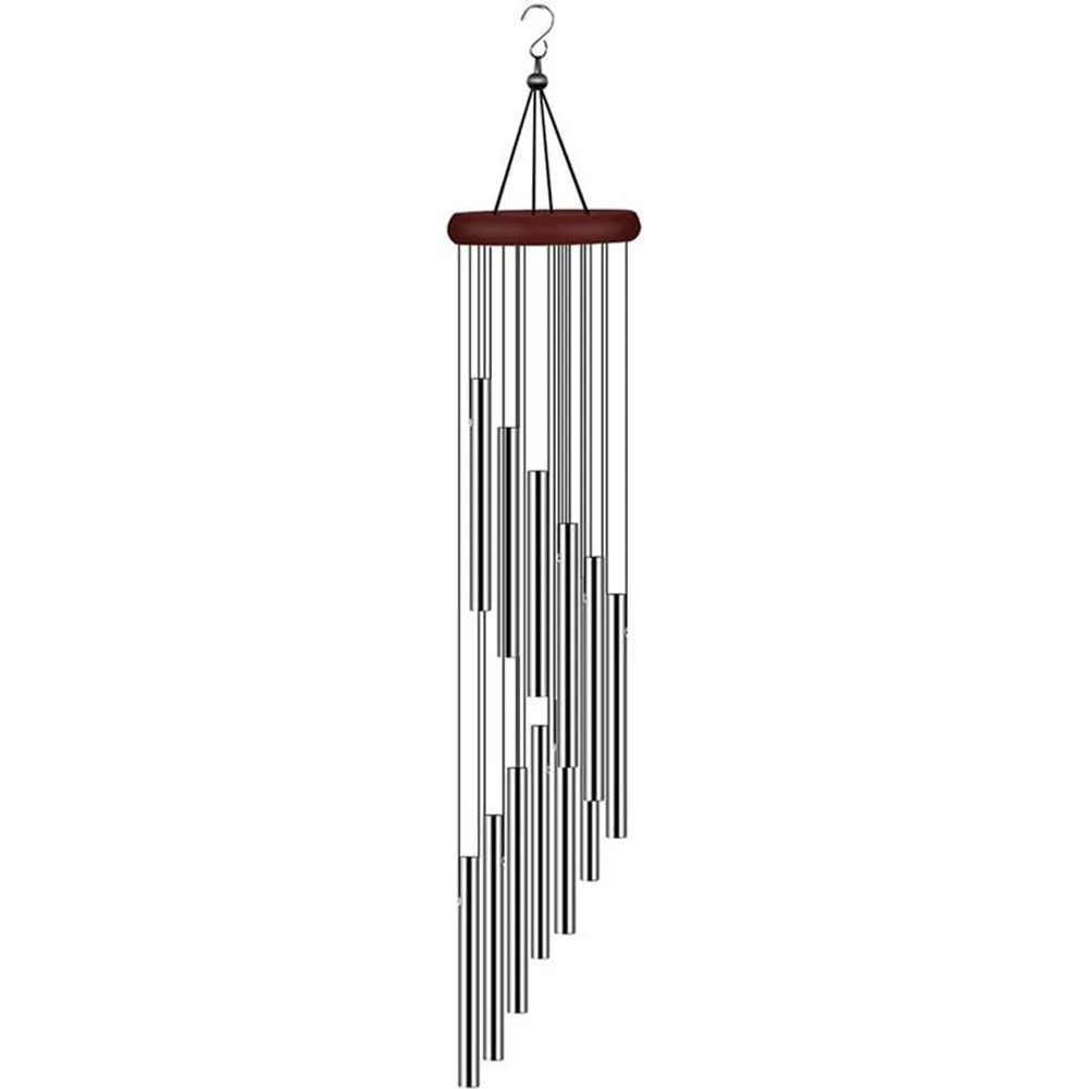 Wind Chime 12 Metal Aluminium Tube Chimes Hooks Outdoor Garden Zpaxo Silver
