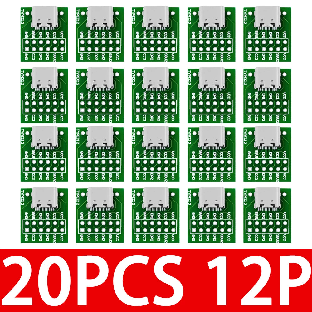 1 5 USB 3 C 16 Pin Test PCB Adapter Connector Socket Data Cable Zpaxo 20PCS 12P
