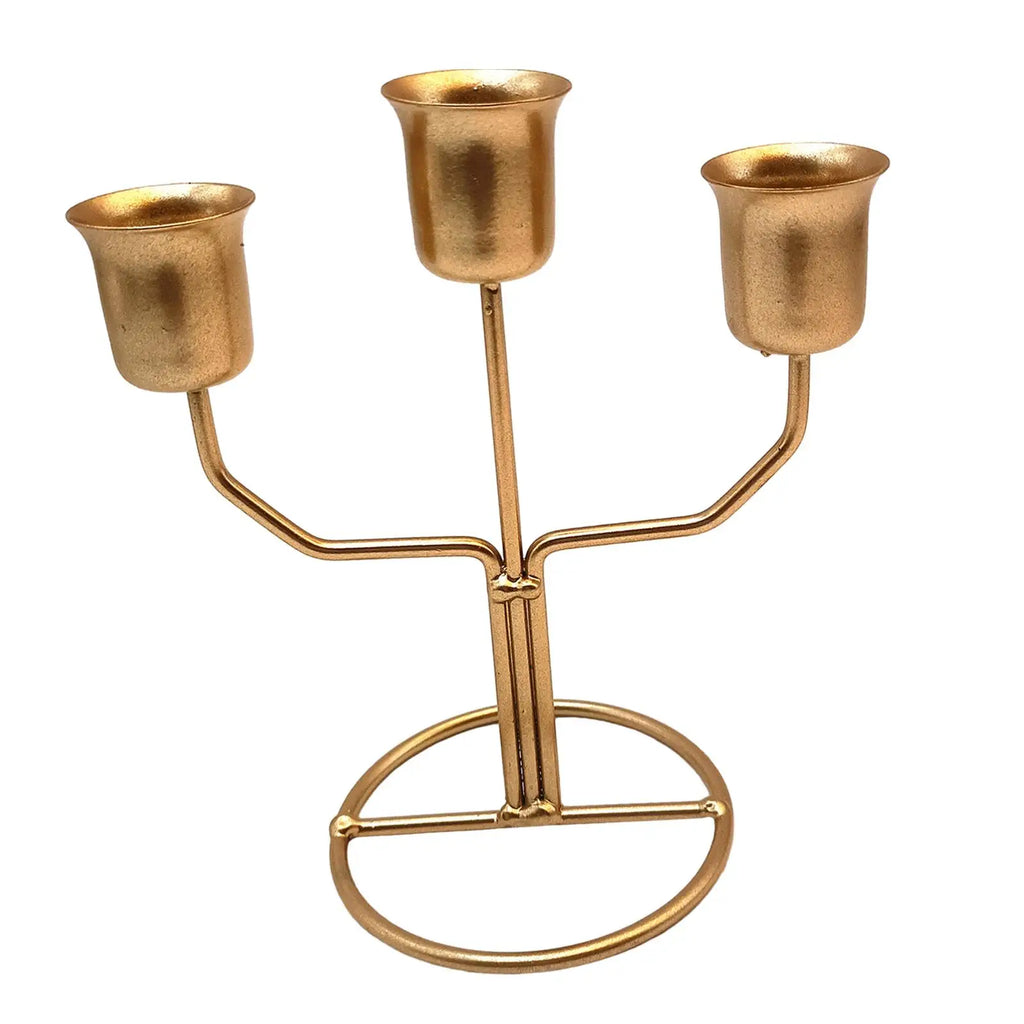 3-Arm Iron Candle Holder – Modern Candlestick Centerpiece Candle Holder Zpaxo Style B