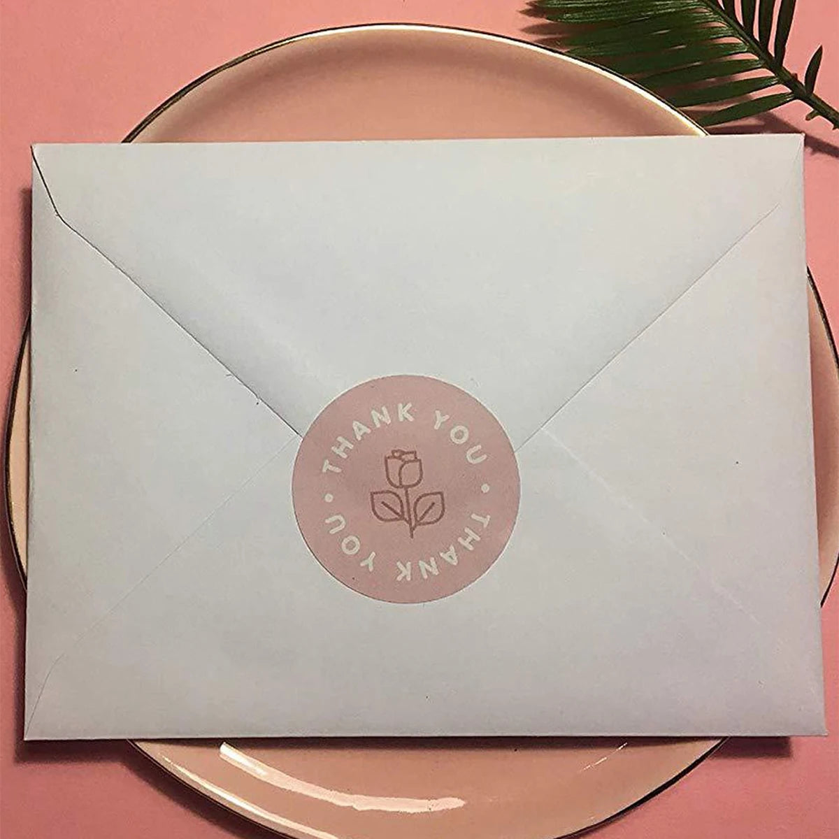 500pcs/Roll Thank You Stickers Rose Round Label Stickers Envelope Gift Packaging Stationery for Birthday Wedding Business Zpaxo