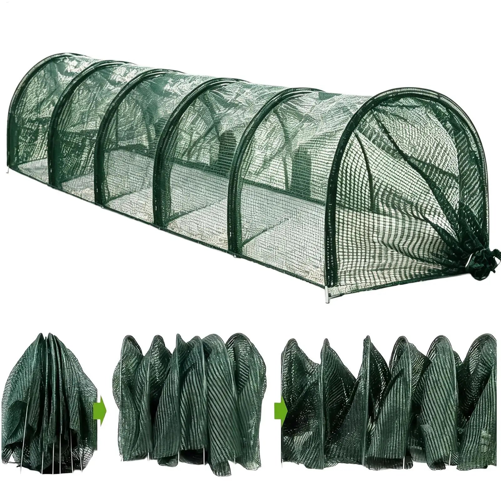 Foldable Chicken Tunnel Outdoor Metal Poultry Run Quick Install