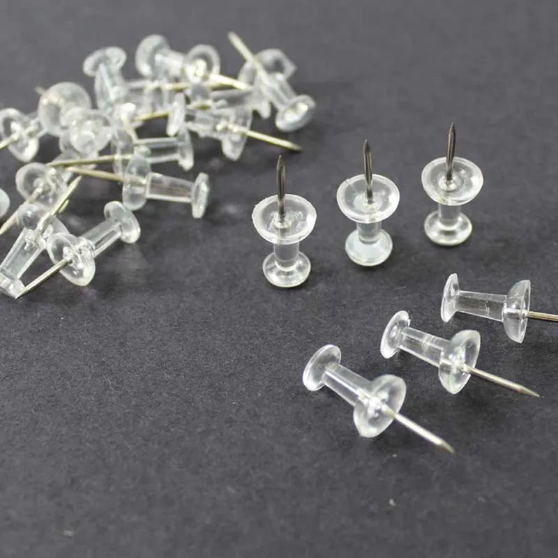 100-Pack Clear Push Pins – Transparent Thumb Tacks for Cork Board Push Pins Zpaxo