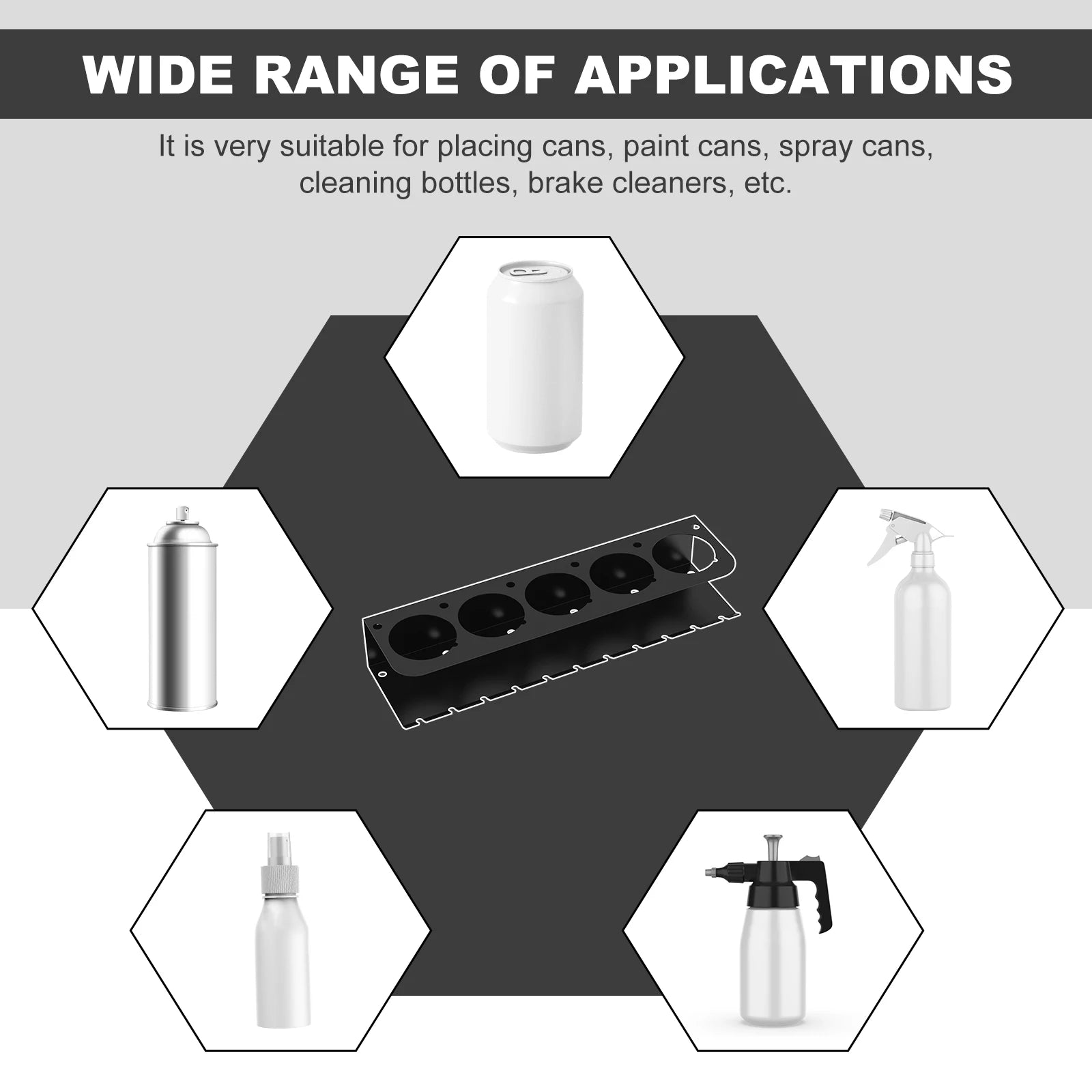 Carbon Steel Aerosol Spray Can Holder Large Opening Wall Mounted Aerosol Spray Organizer Multipurpose Easy Access Aerosol Bottle Zpaxo