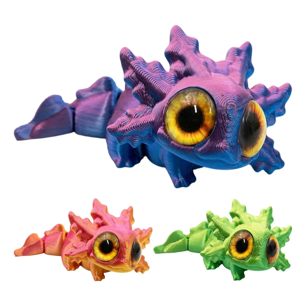 3D Printed Axolotl Articulated Fidget Figurine Moving Joints Big Eyes