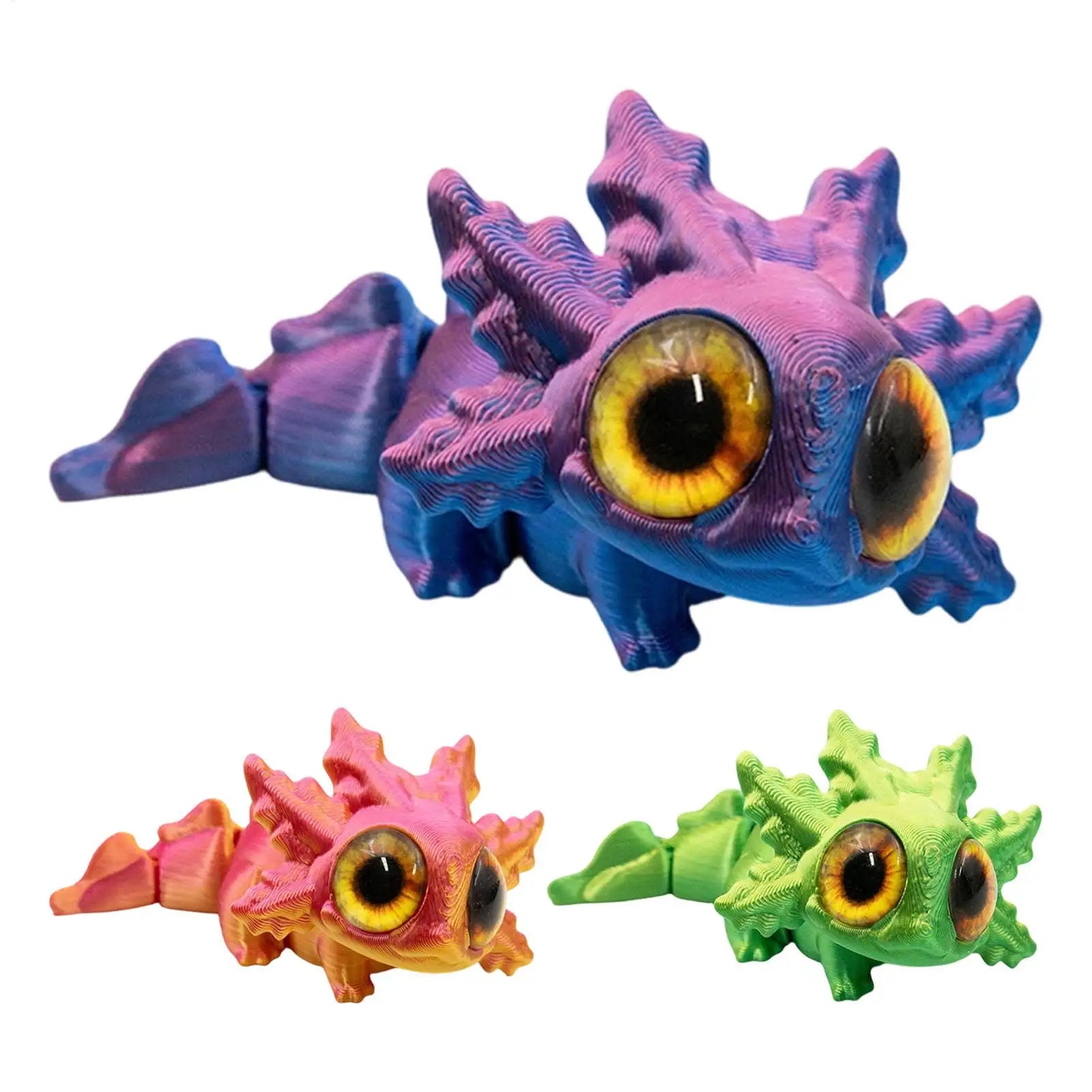 3D Printed Axolotl Articulated Fidget Figurine Moving Joints Big Eyes