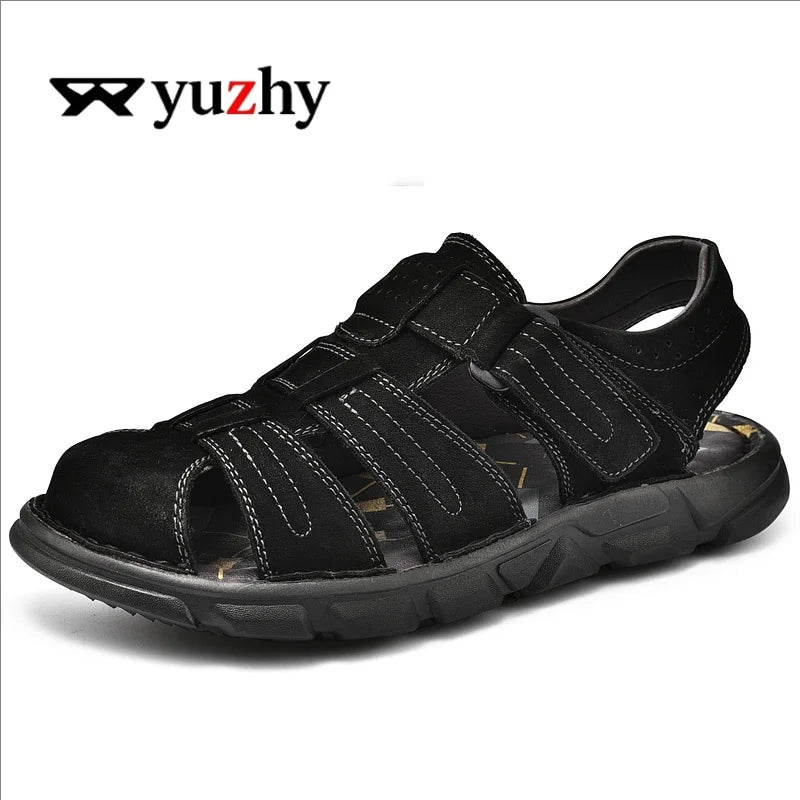 Summer Men Sandals Leather Mens Casual Shoes Outdoor Beach Roman Zpaxo
