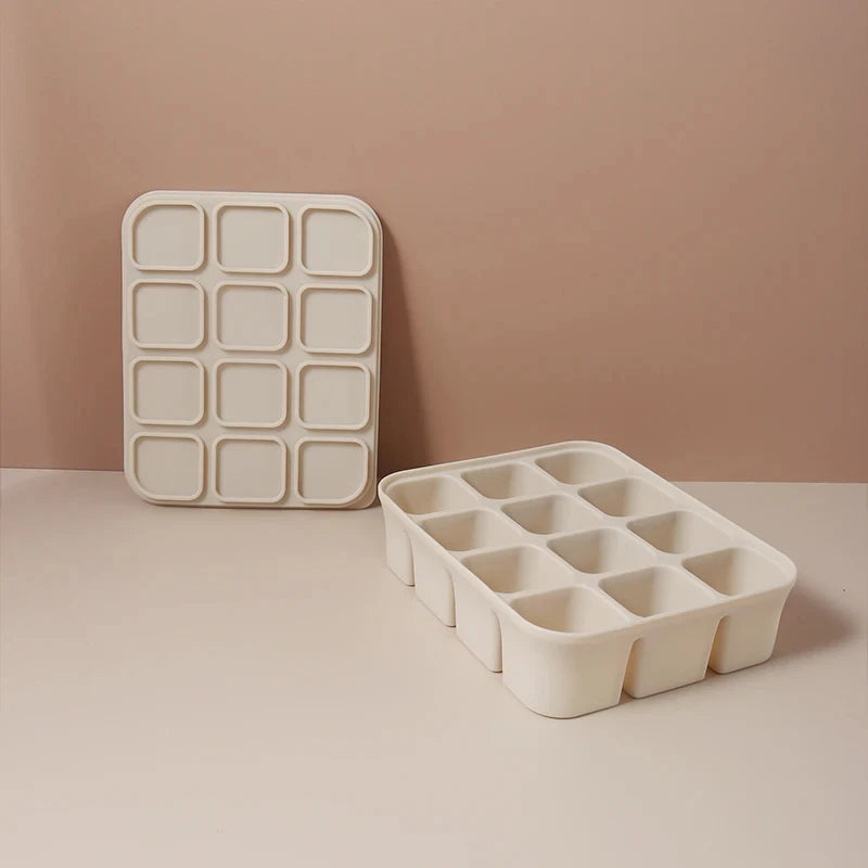12-Grid Silicone Ice Cube Tray – Easy Release & BPA-Free Silicone Ice Tray Zpaxo 12 grid cream