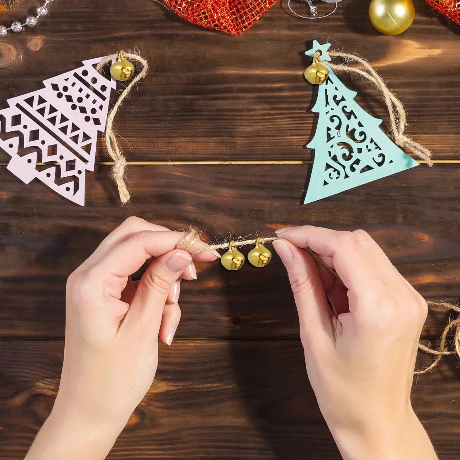 Golden Jingle Bells Christmas Decoration DIY Crafts Jewelry Wall