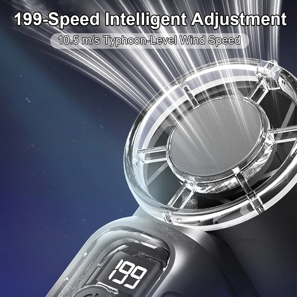 Portable Pocket Fan Rechargeable 1200mAh Mini Handheld LED Display
