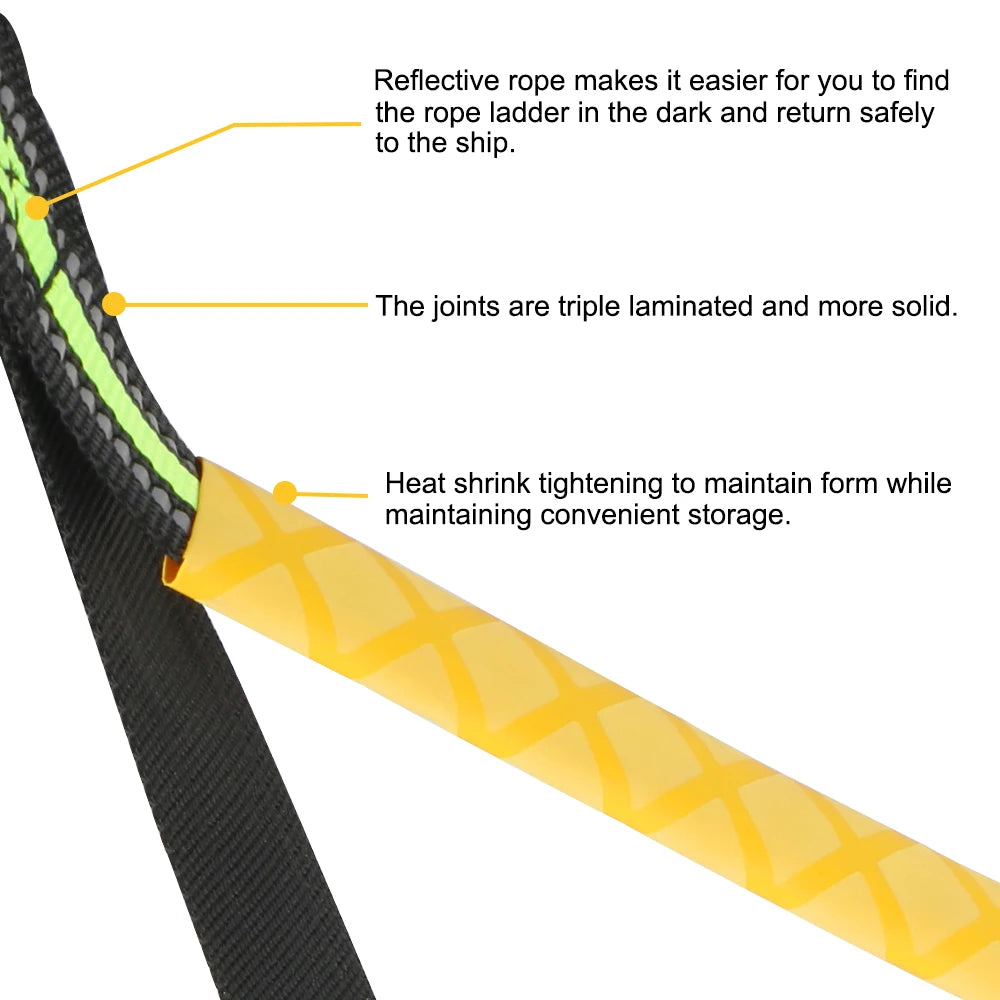Launching Ladder Boat Folding Ladder Portable Yacht Boat Side Hanging Ladder 3/4/5 Step Boat Rope Ladder Boarding Soft Ladder Zpaxo