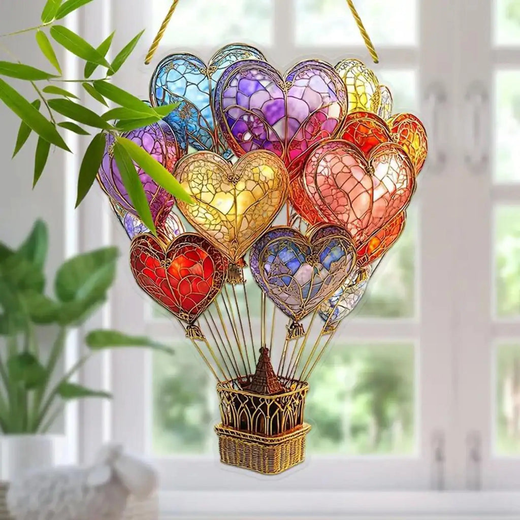 Acrylic flat Pendant Love Balloon Hot Air Balloon Lantern Valentine's Day Decoration For Home Lawn Garden Porch Yard Ornaments Zpaxo