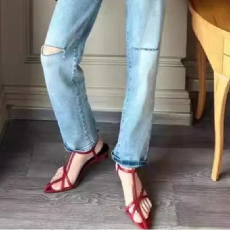 Women's Thin Heeled Sandals Designer Sexy Elegant Mid Heels Shoes Zpaxo