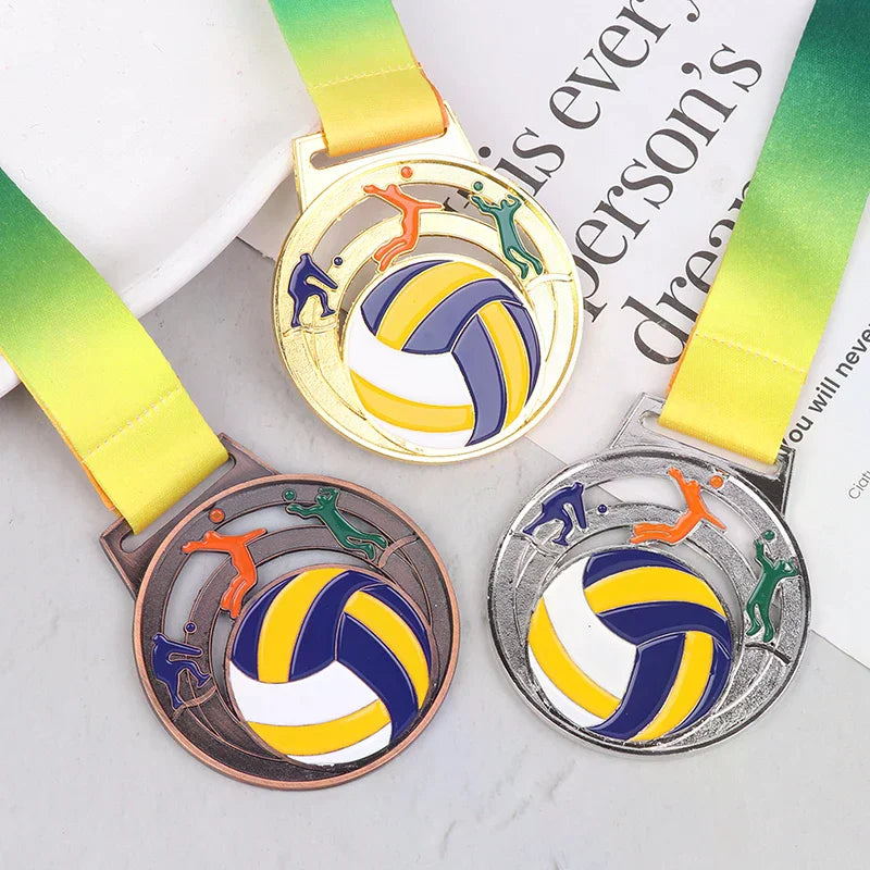 Winner Medal Kickball Medals Award With Neck Ribbon For Winner Reward Sports Metals Football Basketball Volleyball Prizes Zpaxo