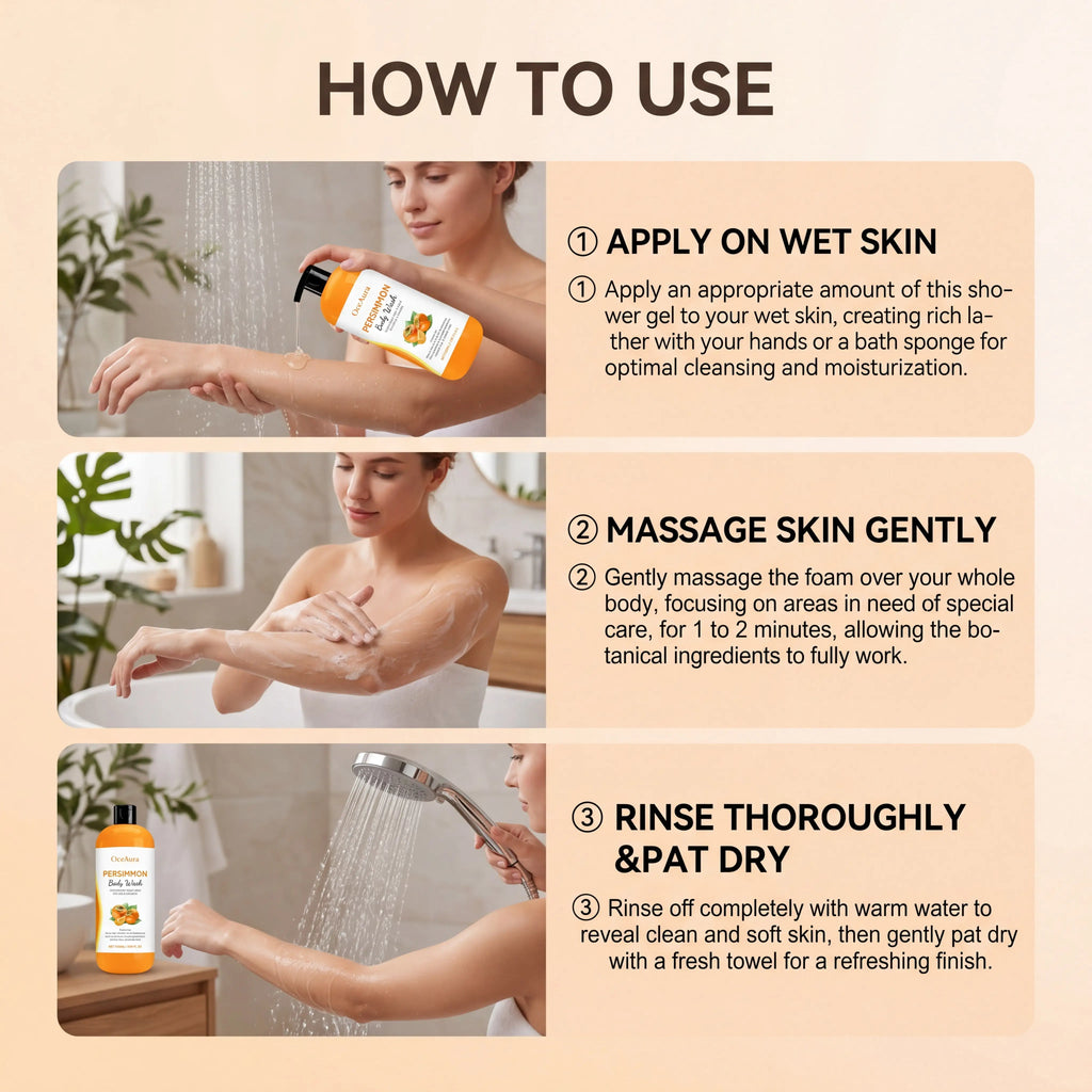 100ml Persimmon Body Wash Rosemary Lavender Flaky Skin Care Stabilizing Restoring Deep Hydration Lock Portable Travel Shower Gel Zpaxo