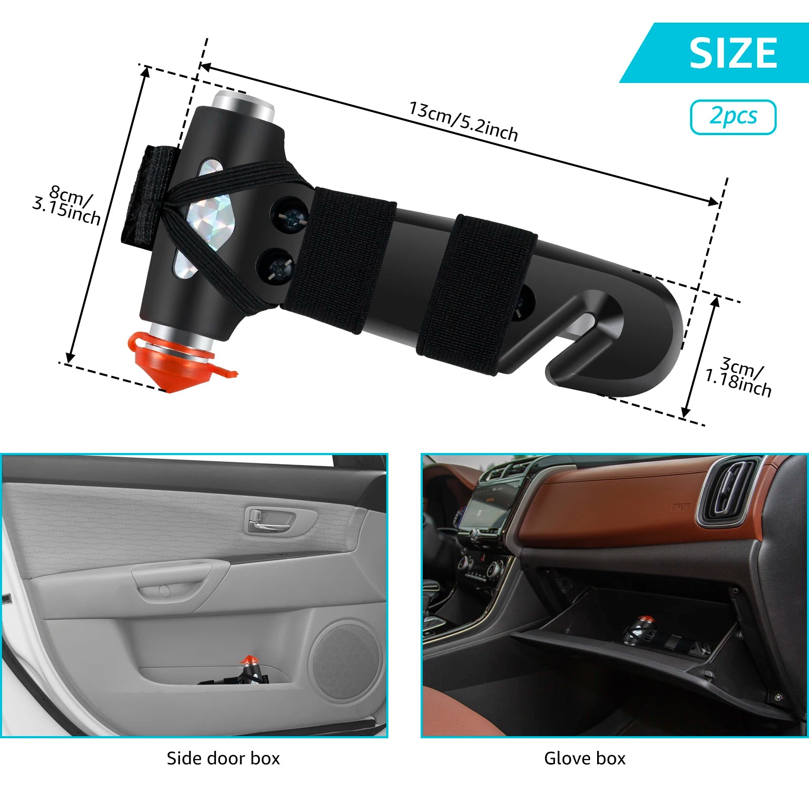 Car Safety Hammer Car Emergency Tool Universal with Belt Cutter Life-Saving 3 In 1 Emergency Glass Window Breaker Rescue Tool Zpaxo
