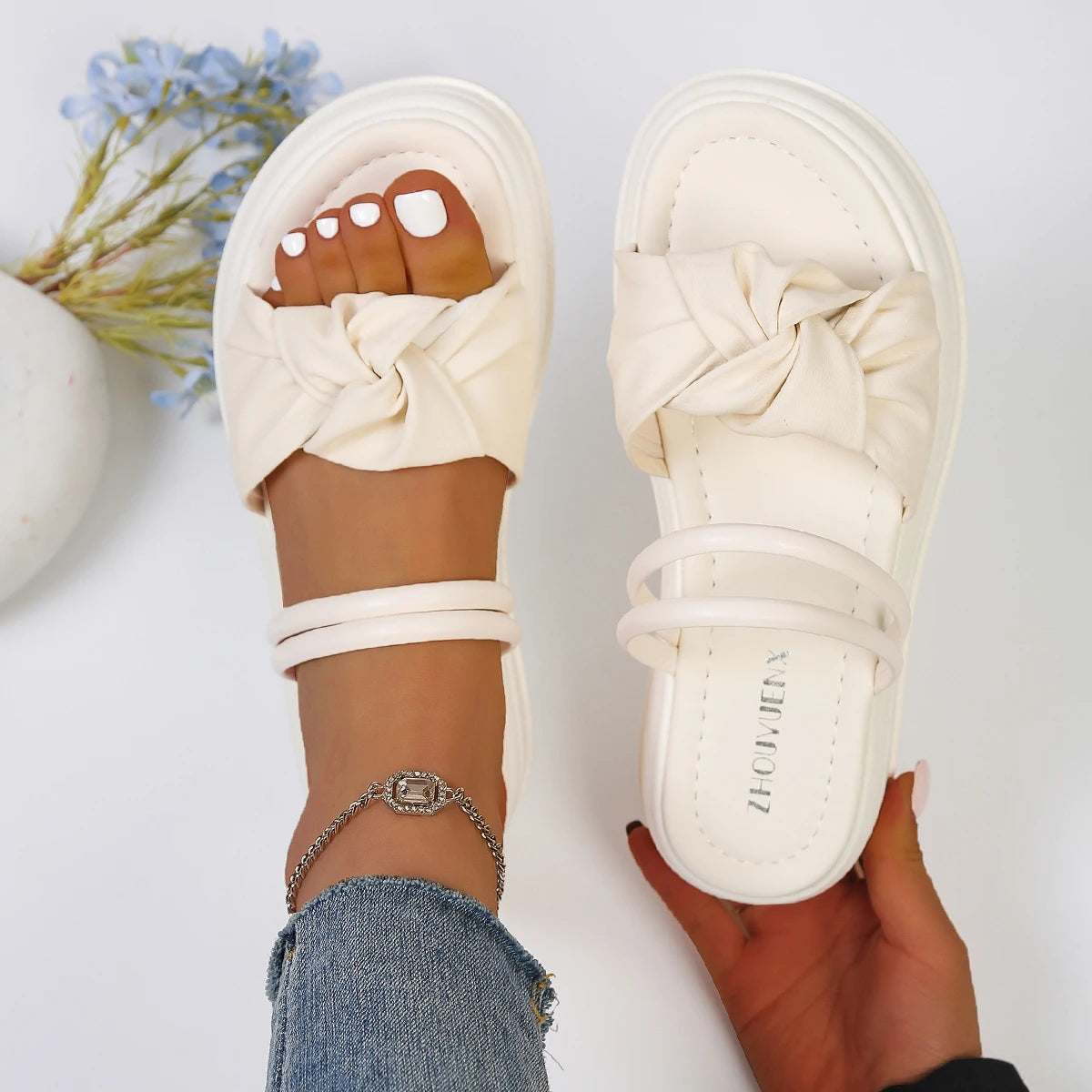 Women Flats Sandals Comfortable Outdoor Slip-on Breathable Summer Zpaxo