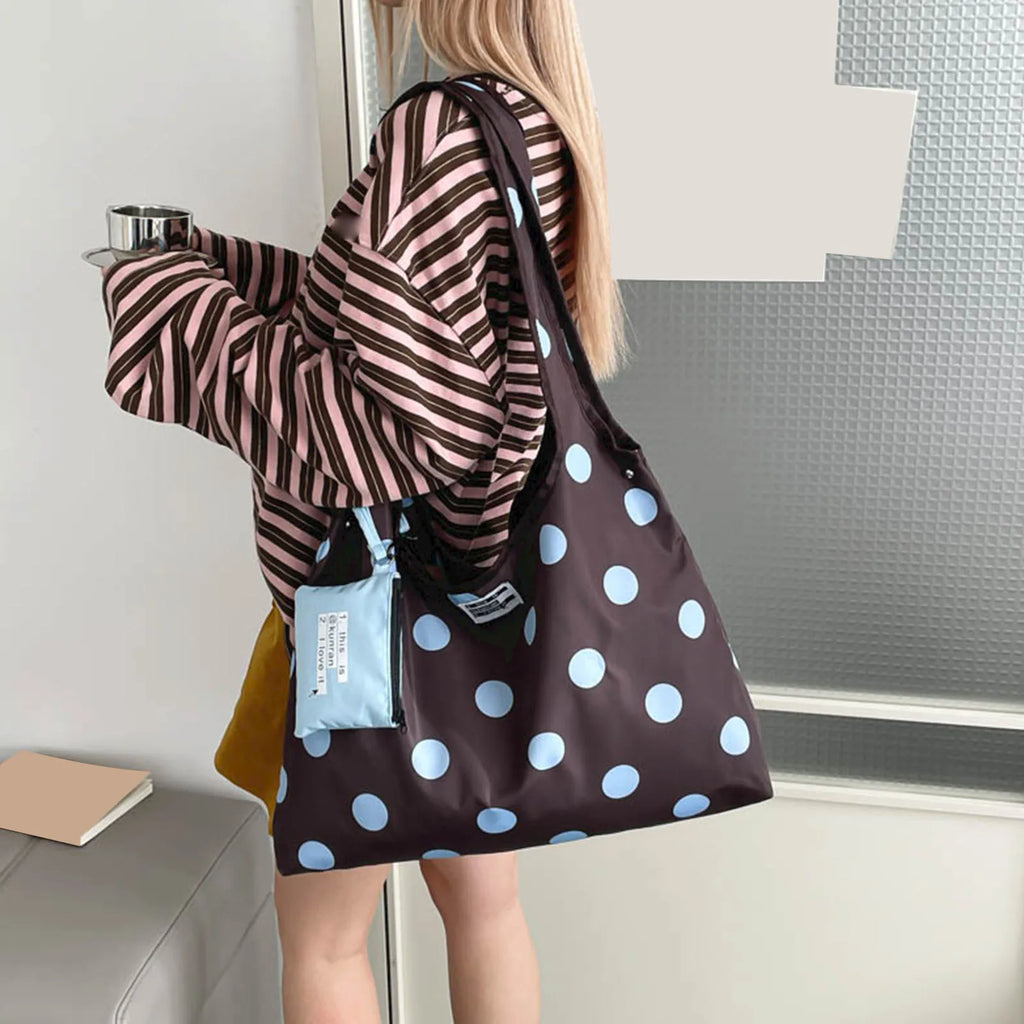 Women Girls Polka Dot Canvas Fashion Shoulder Handbag Vintage Underarm Pouch Versatile Shoulder Bag for Work Daily Use Zpaxo