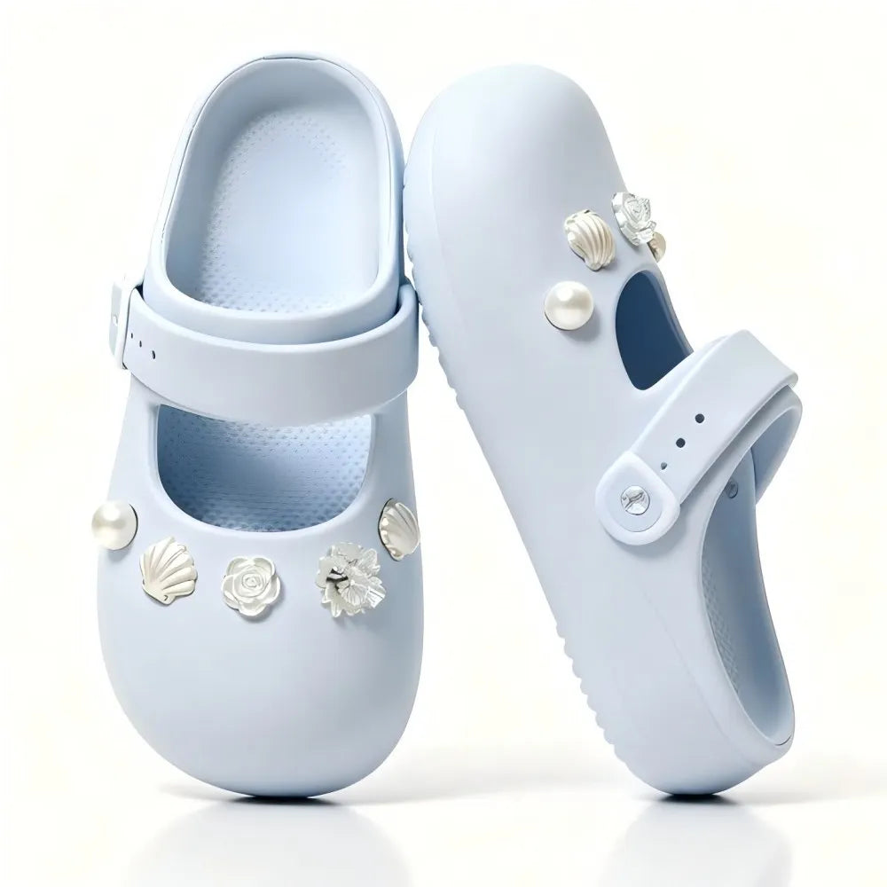 Women Summer Mary Jane Clogs Closed Toe Cloud Feel Non Slip Slippers