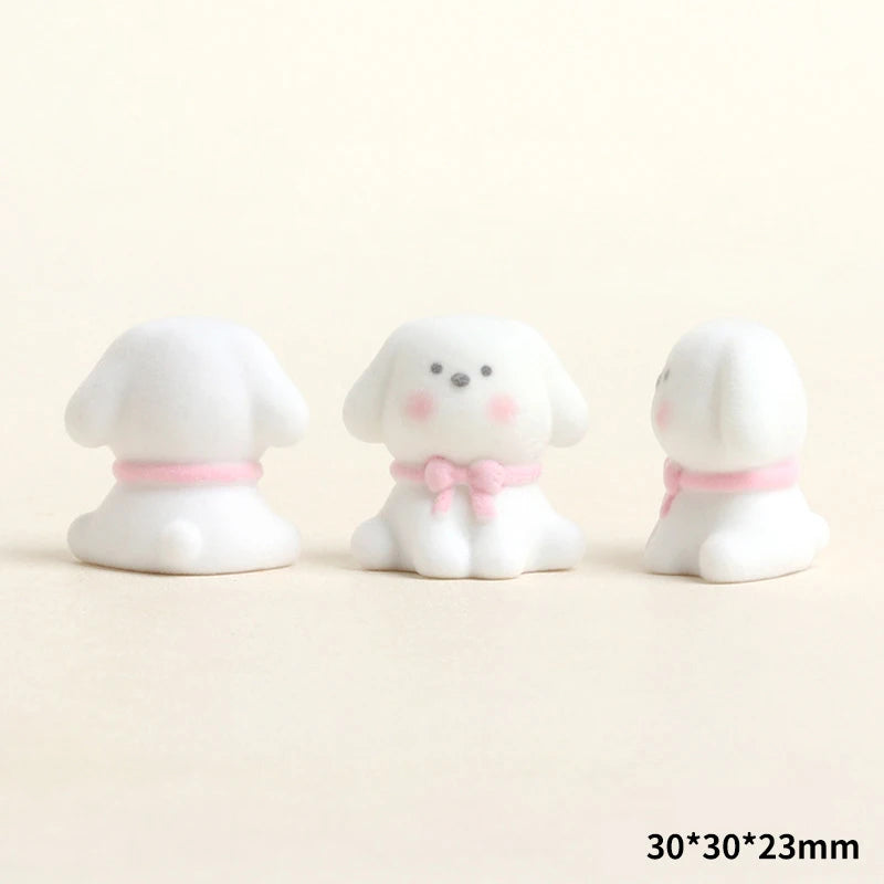 3D Flocked Resin Puppy Figurine – Mini Dog Desk & Car Decor Resin Dog Figurine Zpaxo Style E