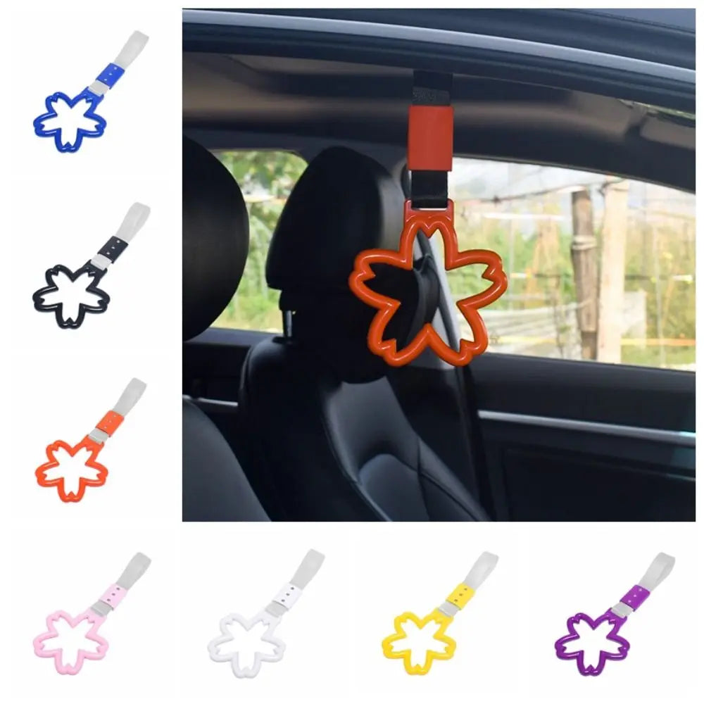 Cherry Blossom Car Handle Straps Pendant Warning Warning Hanging Ring Plastic Silver/Black Strap Car Crash Warning Strap Zpaxo