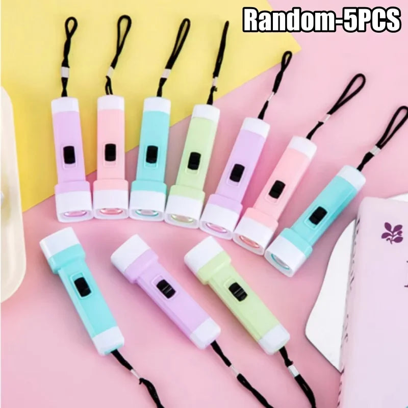 5- Outdoor Kids LED Flashlight Mini Portable Plastic Light Lanyard