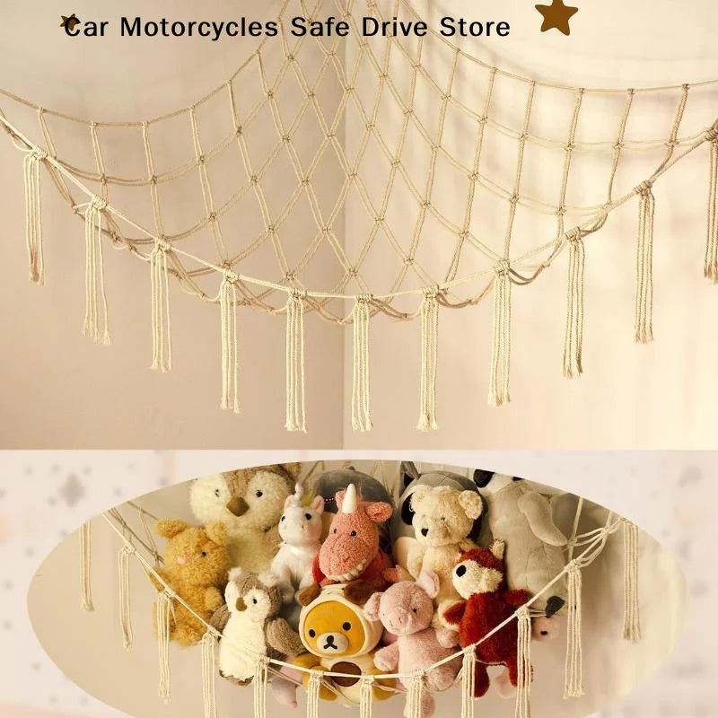 MBoho Toy Hammocks Wall Corner Hanging Storage Net Woven Tassel