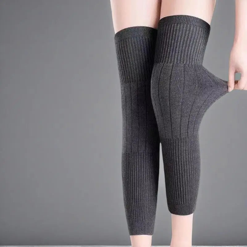 High-grade Wool Cashmere Knee Pads Leg Warmers Pair Grey Black Zpaxo