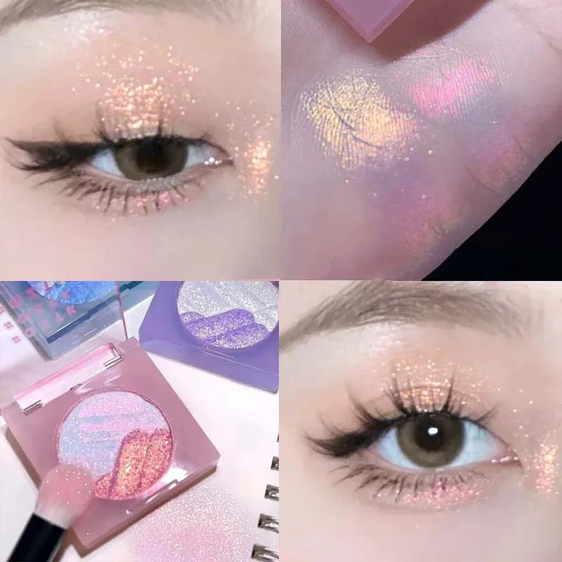 Gloss Chameleon Highlight Palette Aurora Purple Fine Glitter Eyeshaow