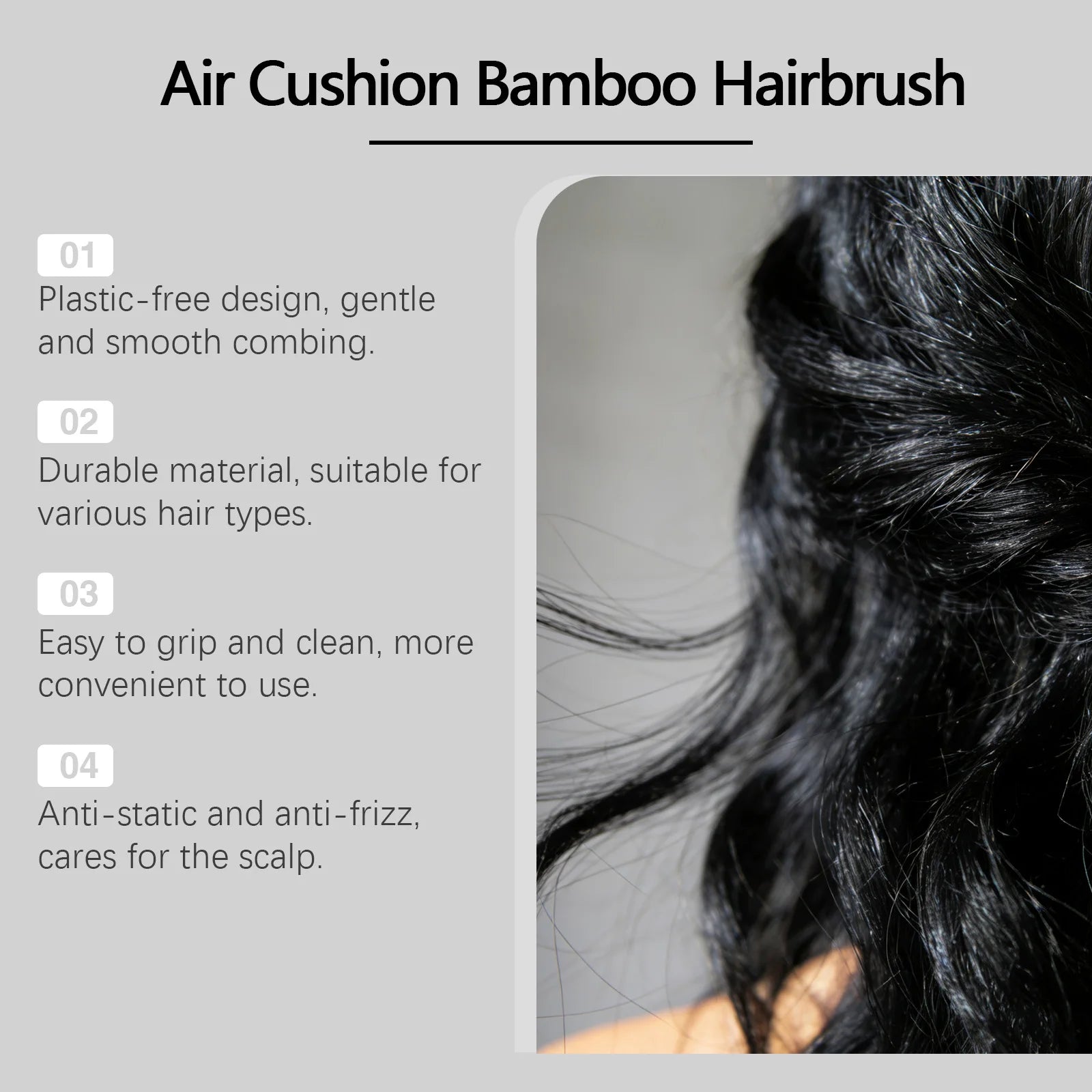 Natural Bamboo Air Cushion Hair Brush & Scalp Massage Comb Bamboo Hair Brush Zpaxo