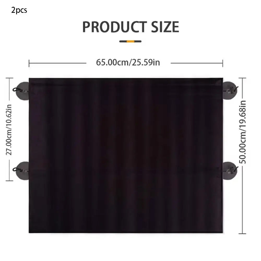 2Pcs With Suction Cup Car Curtain Heat Insulation Hanging Type Car Sunshade Sun Protection Side Window Curtain Zpaxo