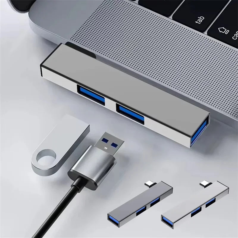 USB Hub 3 Ports Aluminum Port C Splitter Extender Adapter Laptop Zpaxo